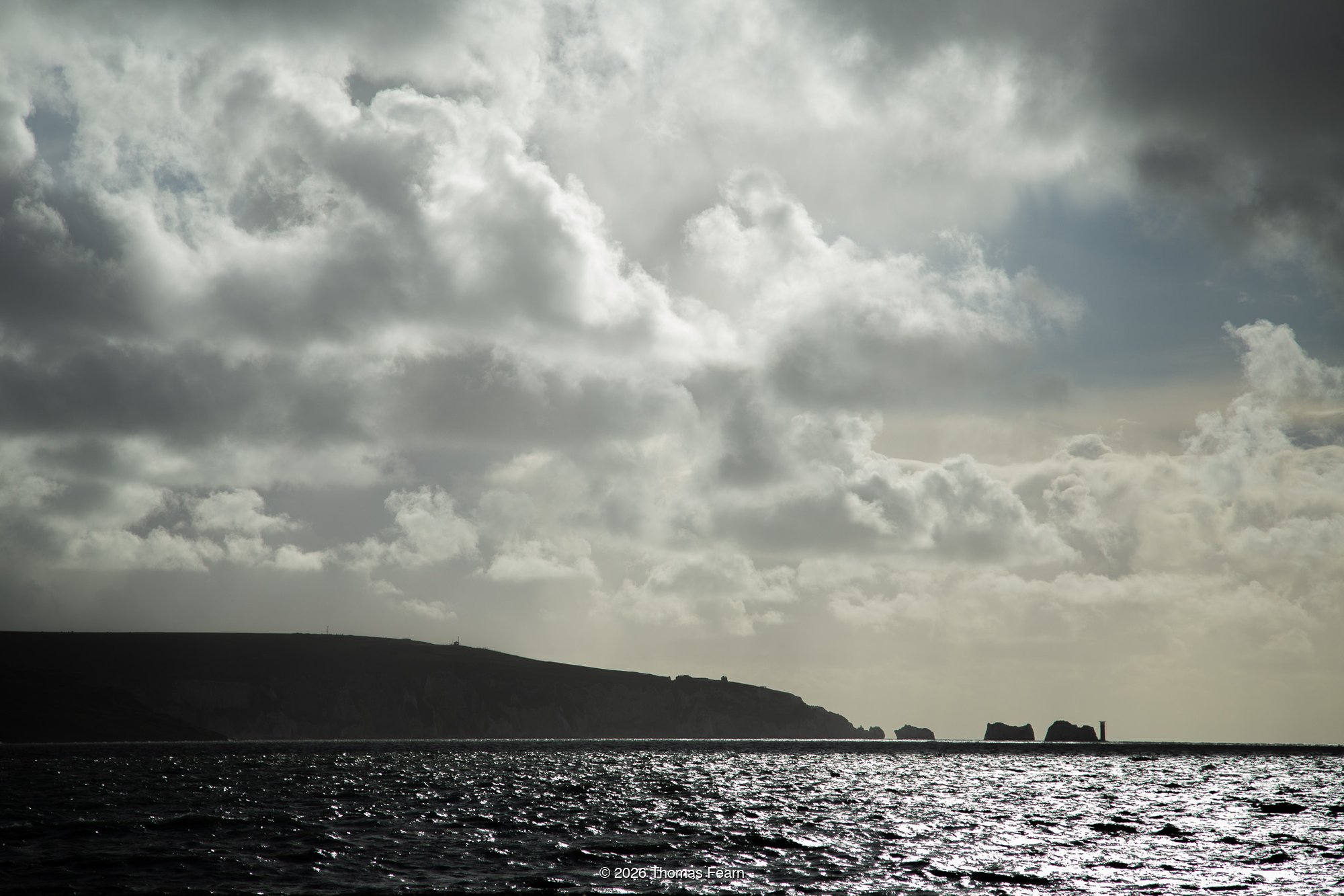 The Needles under a brooding sky